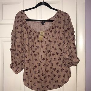 Off the shoulder shirt with ruffle bell sleeves